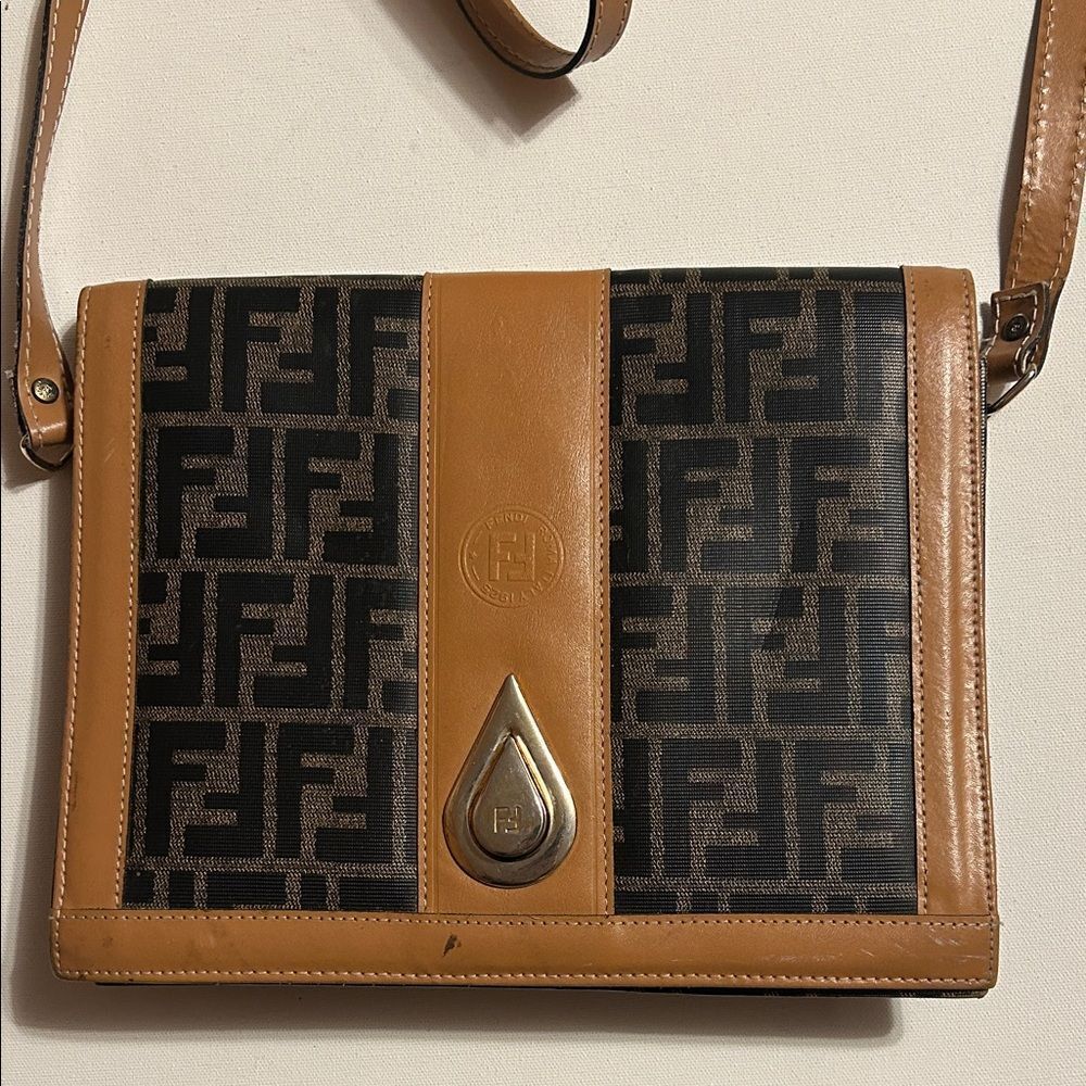 Fendi Black and Tan Crossbody Bag